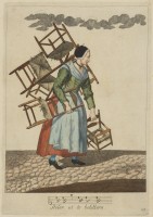 Matthaeus Deisch (1724–1789) after Friedrich Anton August Lohrmann (c. 1735–c. 1800)
"Chair Merchant" from the series of etchings "Danzig Criers" ("Die Danziger Ausrufer"), 1762–1765.
Etchings, watercolour, gouache, I